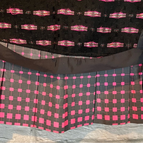 Custo Barcelona US2 EU 36 Pink/ Grey  & Black Abstract Pleated Mini Skirt W Bow - Picture 3 of 11